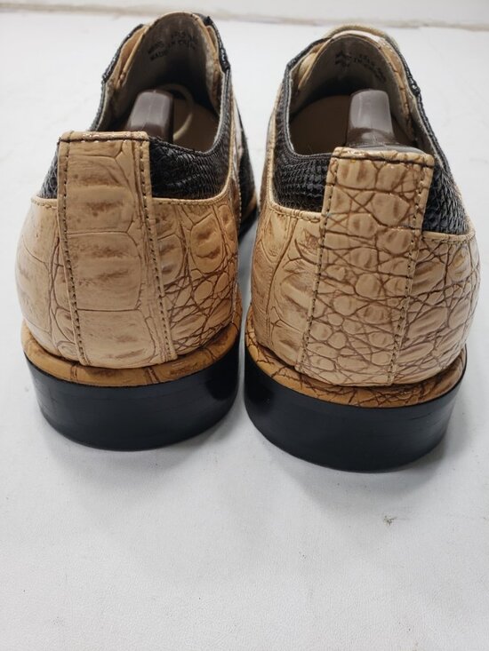 Viotti 1213-008 Mens Dress Shoes Size 8.5 Beige Black Croc Print Lace Up main image 6